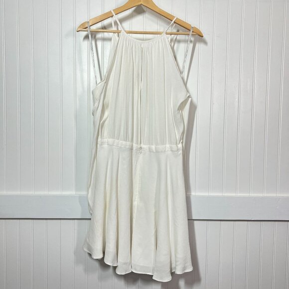 Lovers + Friends White Cold Shoulder Mini Dress Flowy Halter Neck Casual Summer - Picture 4 of 14